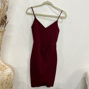 Lulu’s Forever Your Girl Wine Red Bodycon Dress, Size Small